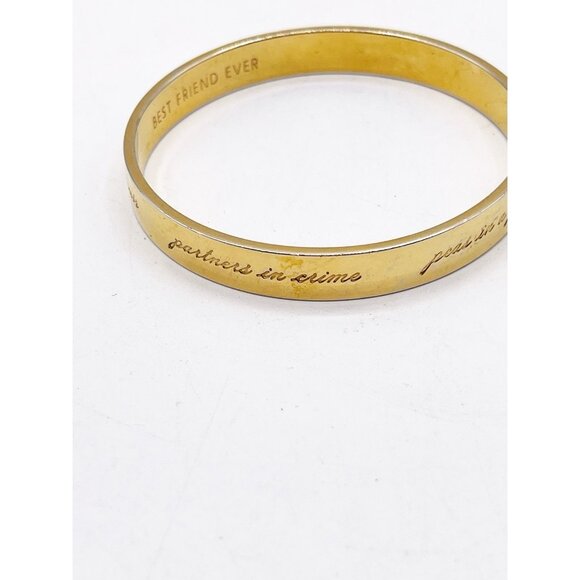 Kate Spade Gold Idiom Bangle Best Friend Ever Bracelet Partners in Crime Gift - Picture 6 of 7